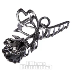 Blue Banana Rose & Thorn Hair Clip (Black)