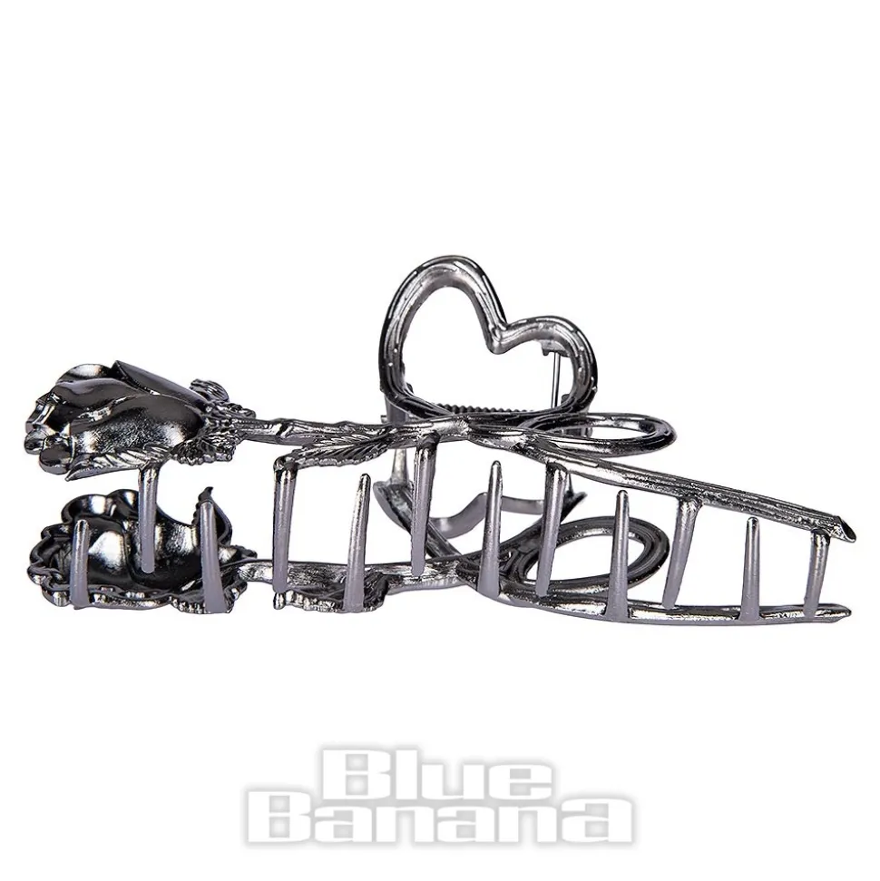 Blue Banana Rose & Thorn Hair Clip (Black)