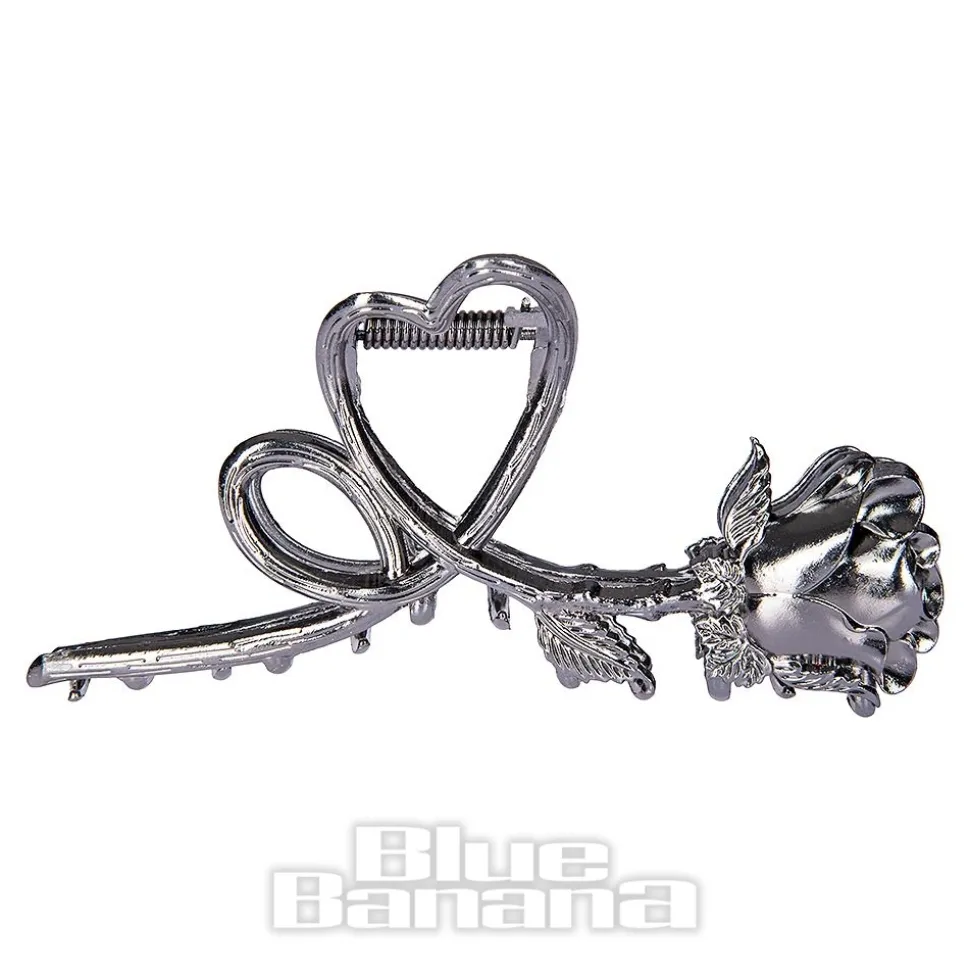 Blue Banana Rose & Thorn Hair Clip (Black)