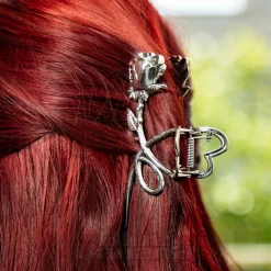 Blue Banana Rose & Thorn Hair Clip (Silver)