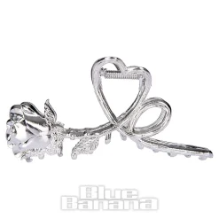 Blue Banana Rose & Thorn Hair Clip (Silver)