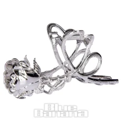 Blue Banana Rose & Thorn Hair Clip (Silver)