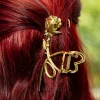 Blue Banana Rose & Thorn Hair Clip (Antique Gold)
