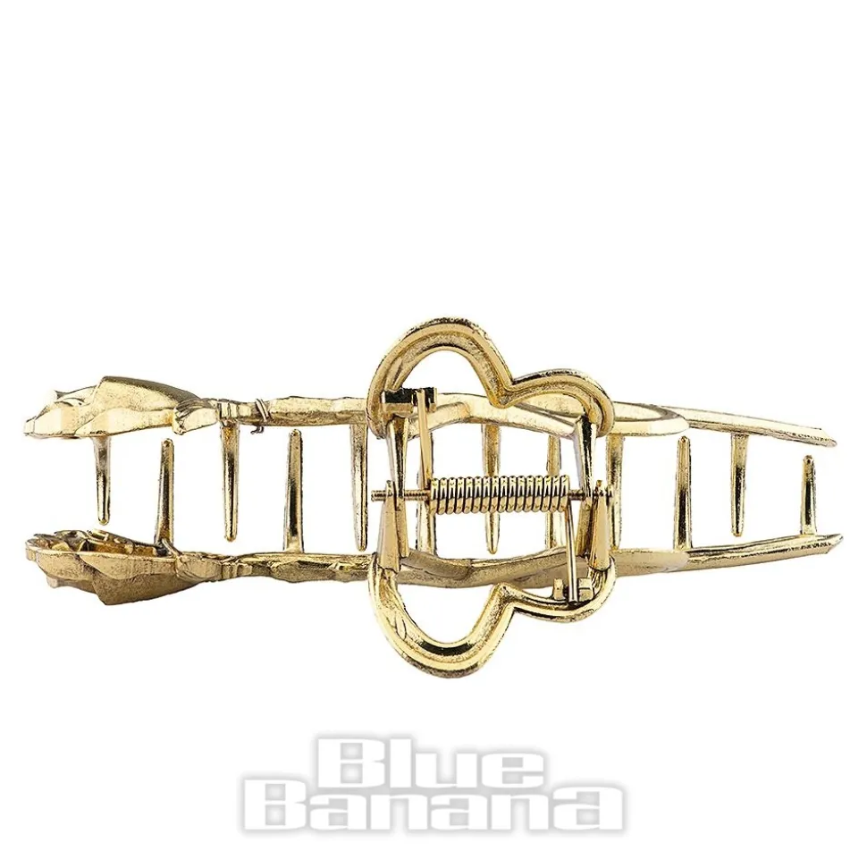 Blue Banana Rose & Thorn Hair Clip (Antique Gold)