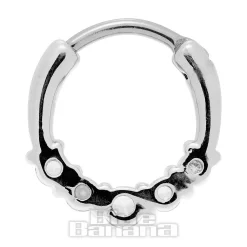 Blue Banana Round Crystals Surgical Steel Hinged Segment Ring (Silver)