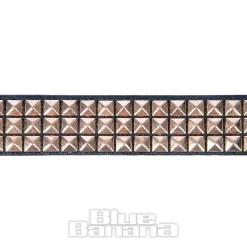 Blue Banana 3 Row Studded Belt (Black/Rose Gold)
