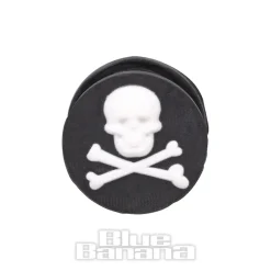 Blue Banana Silicone Skull & Crossbones Ear Plug 6-20mm (Black)