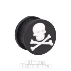 Blue Banana Silicone Skull & Crossbones Ear Plug 6-20mm (Black)
