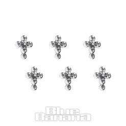 Blue Banana Silver 0.5mm Crosses Nose Studs (Pack of 6)