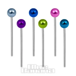 Blue Banana Silver 1.8mm Multicoloured Ball Nose Studs (Pack of 6)