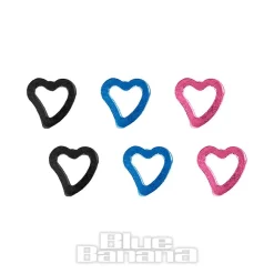Blue Banana Silver 1.8mm Multicoloured Heart Nose Studs (Pack of 6)