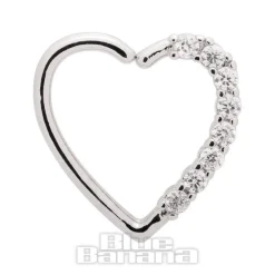 Blue Banana Silver 1.0mm Small Gems Tragus Heart (Right)