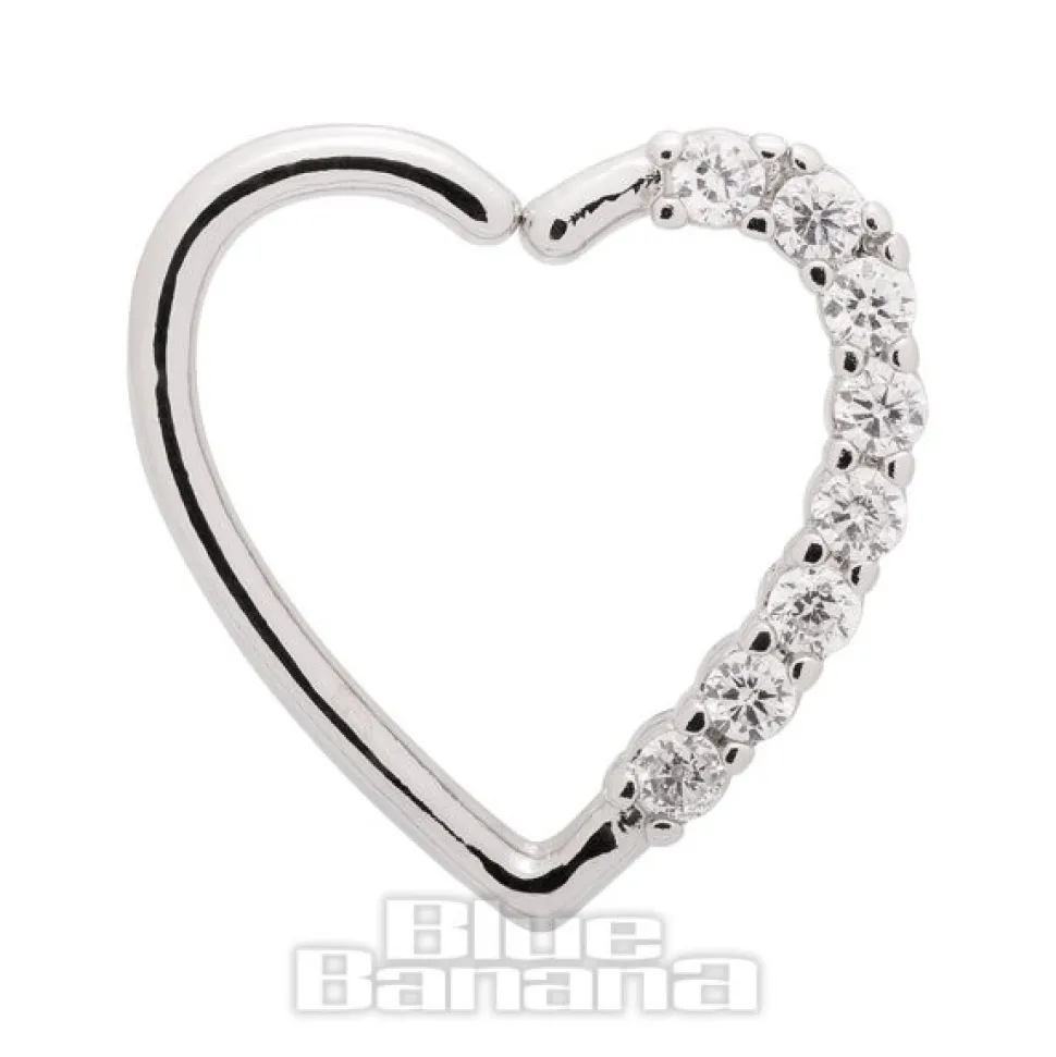 Blue Banana Silver 1.0mm Small Gems Tragus Heart (Right)
