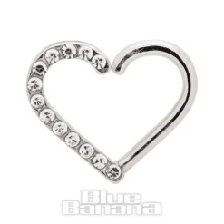 Blue Banana Silver 1.0mm Small Gems Tragus Heart (Left)