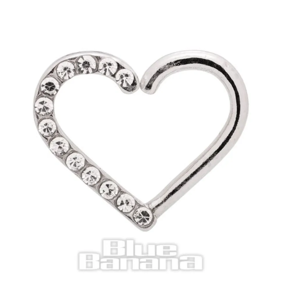 Blue Banana Silver 1.0mm Small Gems Tragus Heart (Left)
