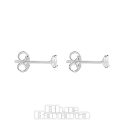 Blue Banana Silver Rectangle Crystal Ear Studs (Silver)