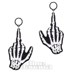 Blue Banana Skeleton Finger Earrings (Black/White)