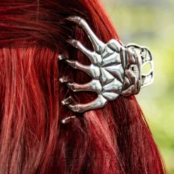 Blue Banana Skeleton Hand Grip Hair Clip (Silver)