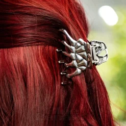 Blue Banana Skeleton Hand Grip Hair Clip (Silver)