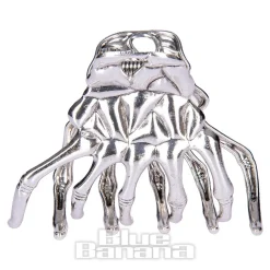Blue Banana Skeleton Hand Grip Hair Clip (Silver)
