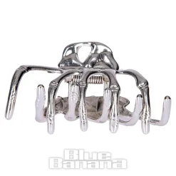 Blue Banana Skeleton Hand Grip Hair Clip (Silver)