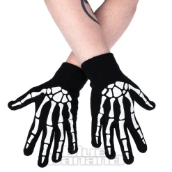 Blue Banana Skelly Hands Gloves (Black/White)