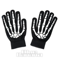 Blue Banana Skelly Hands Gloves (Black/White)