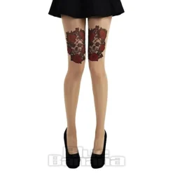 Blue Banana Skull And Roses Tights (Black-Red)