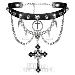 Blue Banana Skull & Crosses Choker (Black/Silver)