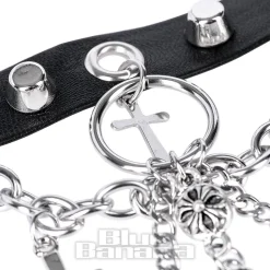 Blue Banana Skull & Crosses Choker (Black/Silver)