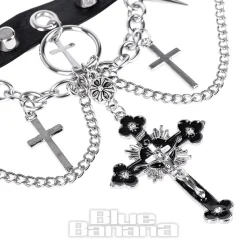 Blue Banana Skull & Crosses Choker (Black/Silver)