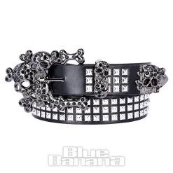 Blue Banana Skull End Studs Belt (Black)