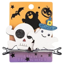 Blue Banana Skull & Ghost Hair Clip (White)