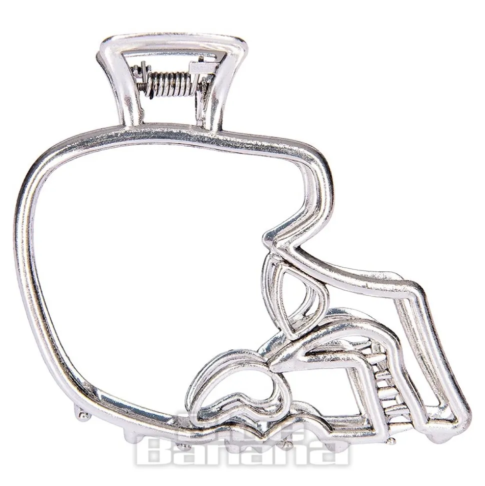 Blue Banana Skull Hair Clip (Silver)