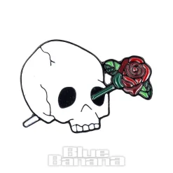 Blue Banana Skull Pin Badge (White)