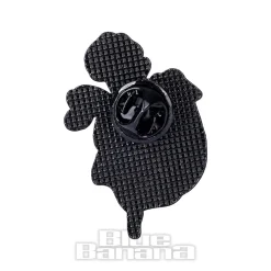 Blue Banana Skull & Roses Pin Badge (White)