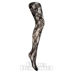 Blue Banana Skull & Roses Tights (Black)
