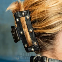 Blue Banana Small Cone Studded Hair Clip (Black)