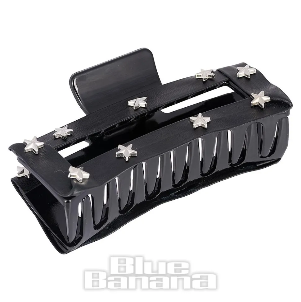 Blue Banana Small Cone Studded Hair Clip (Black)