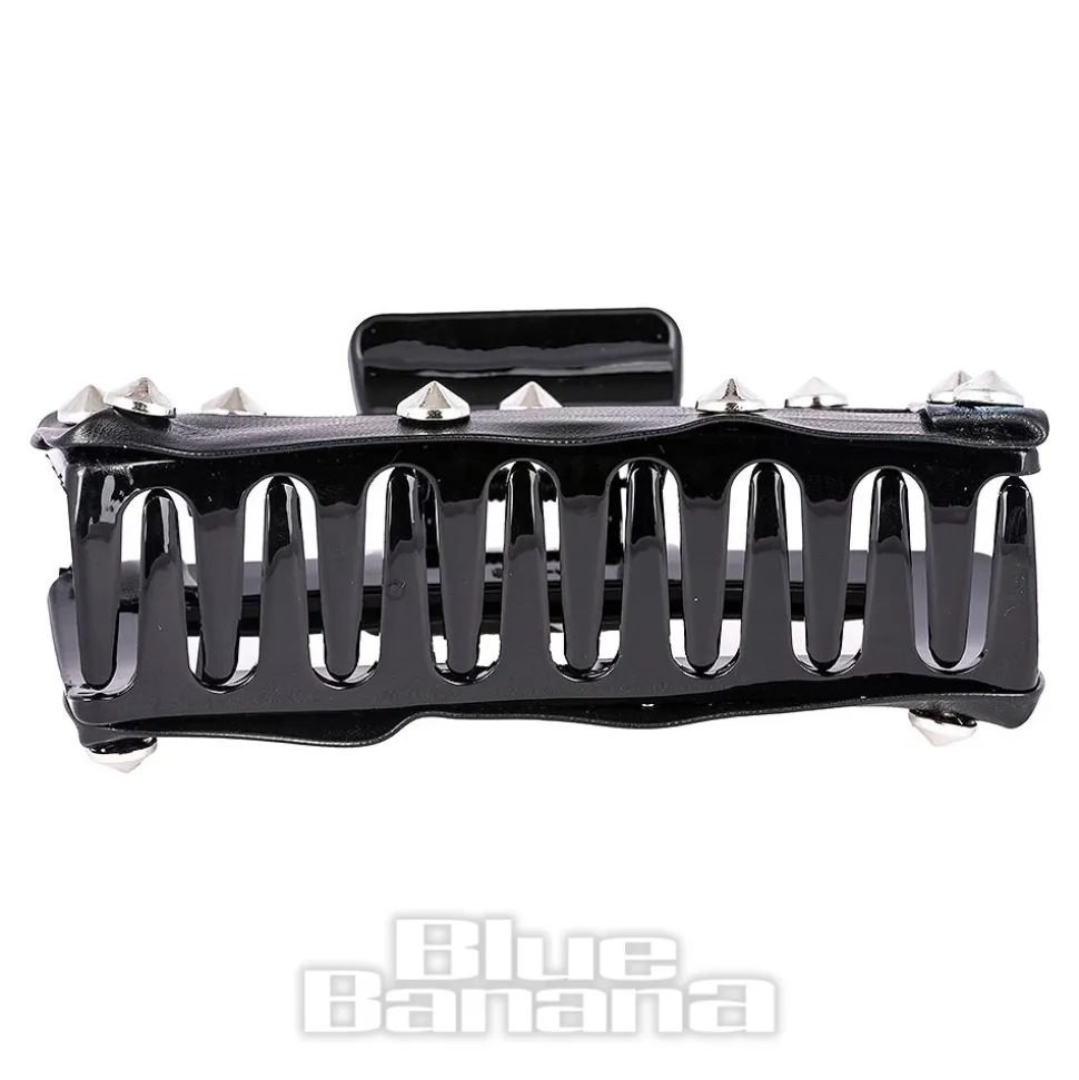 Blue Banana Small Cone Studded Hair Clip (Black)