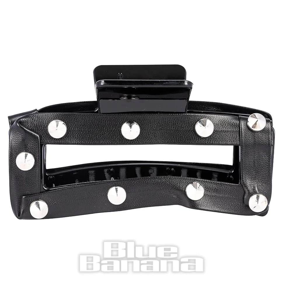 Blue Banana Small Cone Studded Hair Clip (Black)