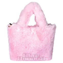 Blue Banana Smiley Furry Bag (Pink)
