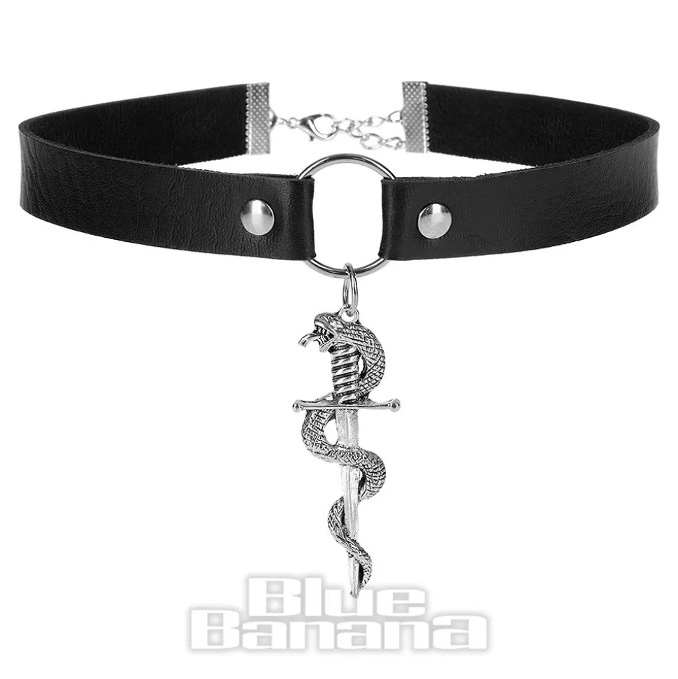 Blue Banana Snake Sword Choker (Black)