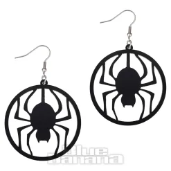 Blue Banana Spider Earrings (Black)