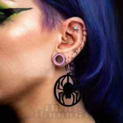 Blue Banana Spider Earrings (Black)