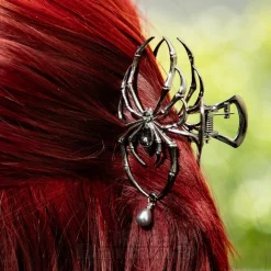Blue Banana Spider & Pearl Hair Clip (Black)