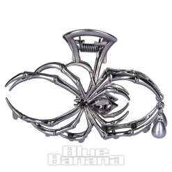 Blue Banana Spider & Pearl Hair Clip (Black)