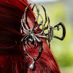 Blue Banana Spider & Pearl Hair Clip (Black)