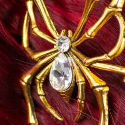 Blue Banana Spider & Pearl Hair Clip (Antique Gold)