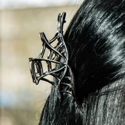 Blue Banana Spider Web Hair Clip (Black)